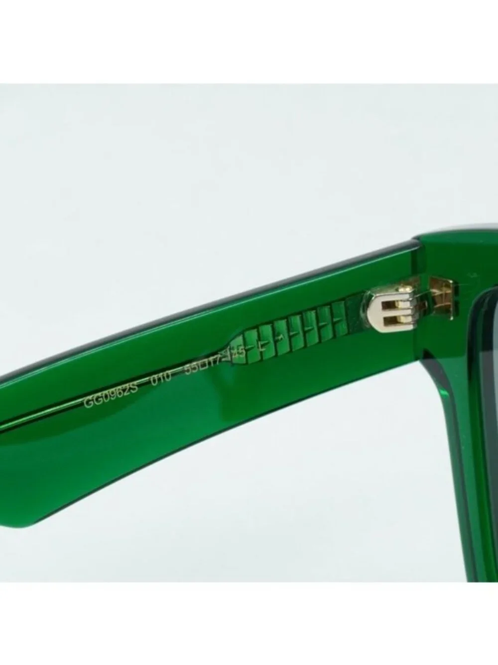 Gucci GG0962S 010 Sunglasses Green Square Frame, Grey Lenses